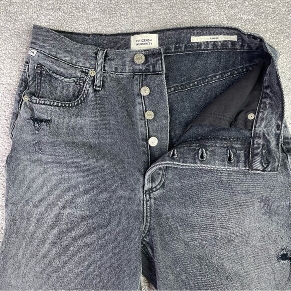 Citizens Of Humanity Sabine Jeans Women’s 26 Gray Straight High Rise Raw Hem - Picture 3 of 15